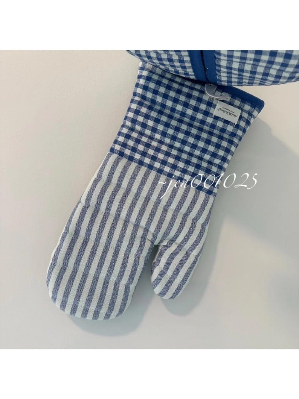 2pc Checkered Oven Mitt & Potholder Set Blue/White - Hearth & Hand Magnolia